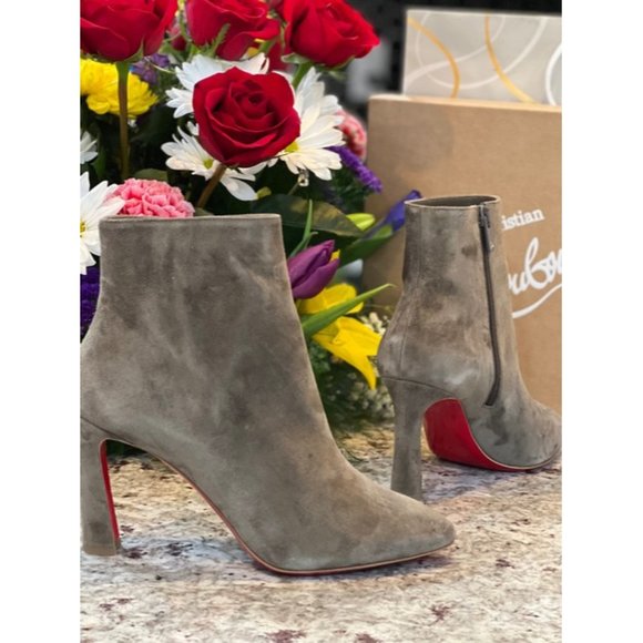 Christian Louboutin So Eleonor Velour Ankle Boots in Silex Gray EU:37.5/US:7.5 - Picture 12 of 12